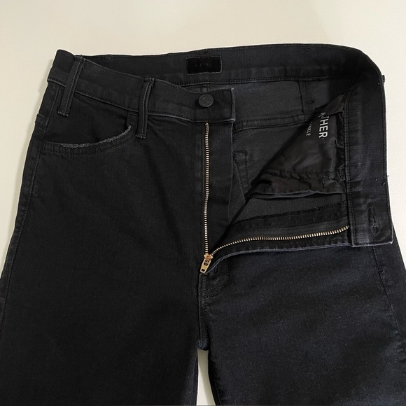 Mother The Hustler Ankle Fray Jean High Waist Flare Raw Hem Not Guilty Black 27 - Picture 11 of 16